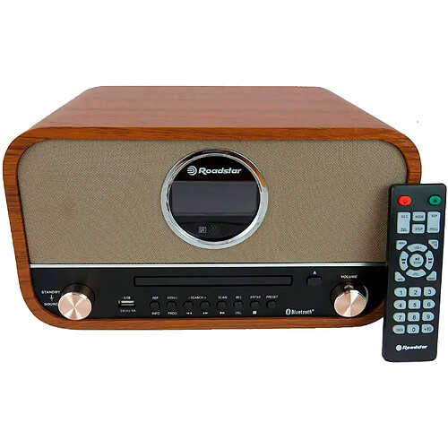 Stéréo Vintage, Radio Numérique FM, Lecteur CD-MP3 Bluetooth USB Enregistrement, , Bois, Roadstar, HRA-1782NBT