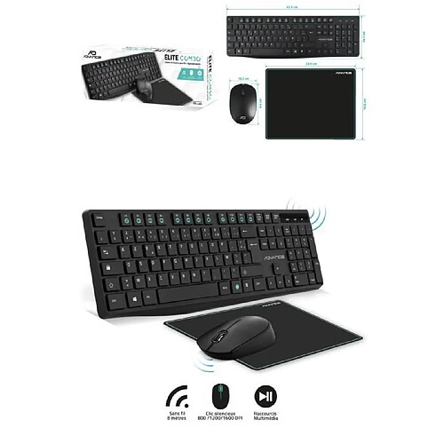 Pack Premium Clavier sans fil + SOURIS CLS-7100RF sans fil Wireless Desktop ADVANCE