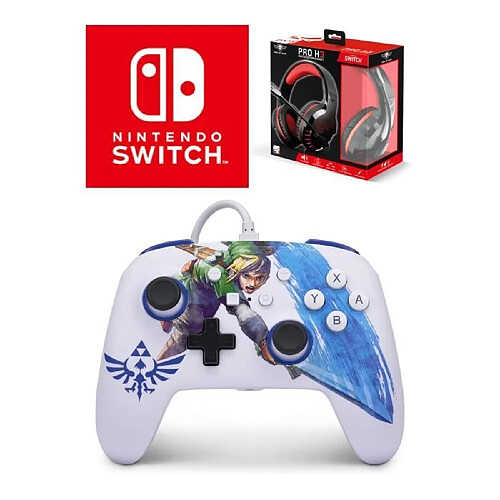 Power A Manette SWITCH Filaire Nintendo Zelda Master Sword Attack Officielle + Casque Gamer PRO H3 Rouge SPIRIT OF GAMER SWITCH