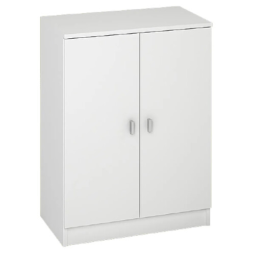 Pegane Meuble bas polyvalent coloris blanc - Hauteur 80 x Longueur 60 x Profondeur 34 cm