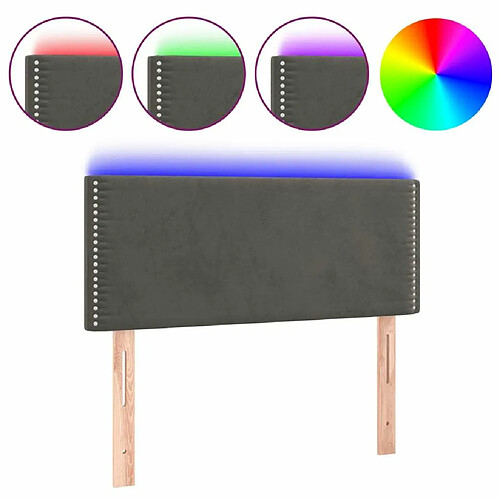 Maison Chic Tête de lit moderne à LED lumineuse pour chambre - Décoration de lit Gris foncé 100x5x78/88 cm Velours -MN29894