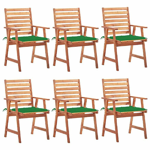 Maison Chic Lot de 6 Chaises à dîner de jardin avec coussins,Fauteuil/Chaises à manger d'extérieur Acacia massif -MN56723