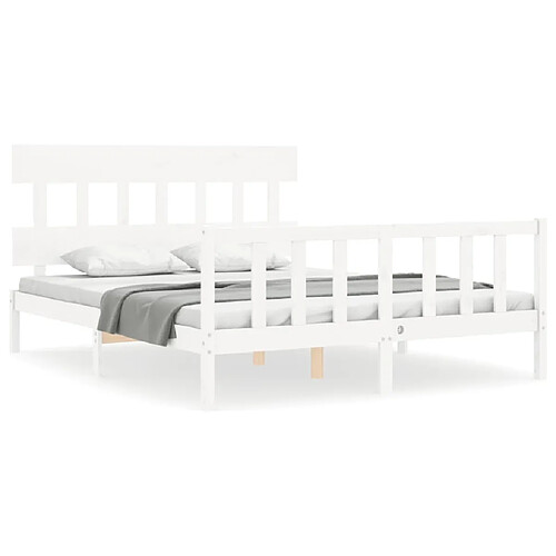 Maison Chic Cadre/structure de lit avec tête de lit pour adulte - Lit Moderne Chambre blanc King Size bois massif -MN57625