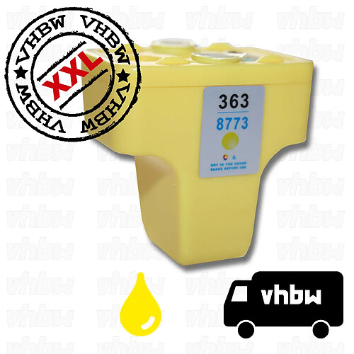 vhbw cartouche d'encre compatible jaune pour HP 02, 363, C8773EE