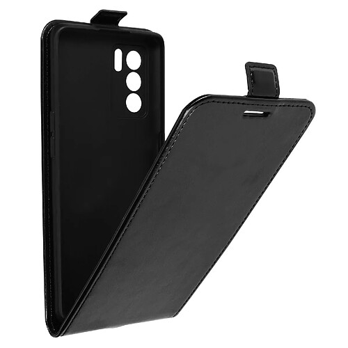 Avizar Étui Oppo Reno 6 Pro 5G Clapet Vertical Porte-carte Effet Lisse Noir