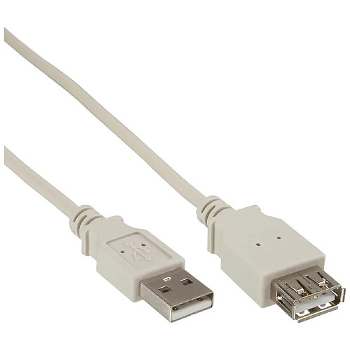 Câble d'extension USB 2.0 InLine® Un mâle à une femelle gris 1m