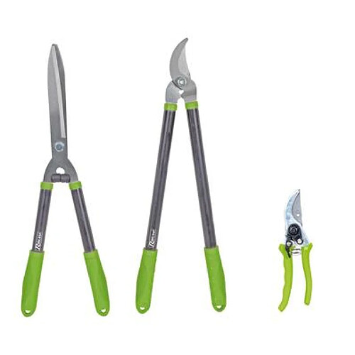 Ribimex Lot 3 outils de jardinage coupants : secateur 8 + cisaille haies + coupe branches