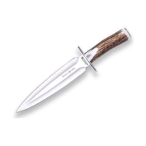 Couteau Joker colmillo, tiré, lame en acier à double tranchant MOVA 21,5 cm, avec des cerfs poing, 360 grammes, y compris étui en cuir, CC108 penknife penknife multi-usages