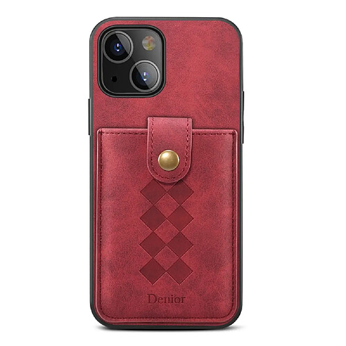 Coque en TPU + PU porte-carte à fermoir magnétique amovible rouge pour votre Apple iPhone 13 6.1 pouces