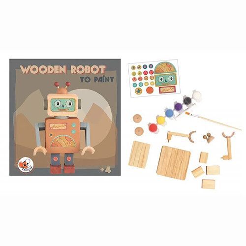 Egmont Toys Robot en bois a peindre avec autocollants