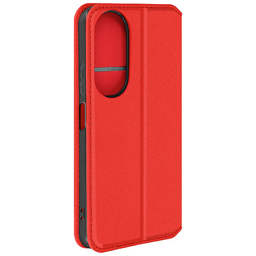 Avizar Étui pour Honor 90 Smart Clapet Porte-cartes et Support Vidéo Rouge