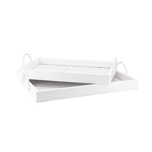 Aubry Gaspard Plateaux en bambou et bois s (Lot de 2) blanc.