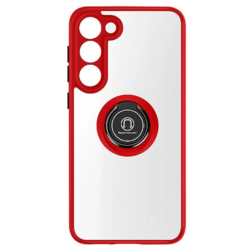 Avizar Coque pour Samsung Galaxy S23 Bi-matière Bague Métallique Support Vidéo Rouge