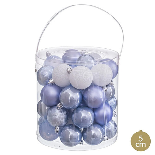 BigBuy Home Boules de Noël Bleu Plastique Ø 5 cm (40 Unités)