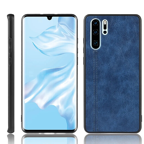 Wewoo Coque Pour Huawei P30 Pro Antichoc Couture Vache Motif Peau PC + PU + TPU Case Bleu