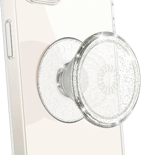 Popsockets PopGrip Clear Glitter Silver Poignée Support Fixation adhésive Argent