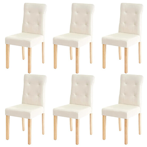 Decoshop26 Lot de 6 chaises en synthétique crème pieds en bois clair CDS04643