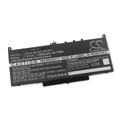 vhbw batterie compatible avec Dell Latitude 14 E7470 (N019L74701780CN), 14 E7470 (N021L74701540CN) laptop (7200mAh, 7,6V, Li-Polymère, noir)