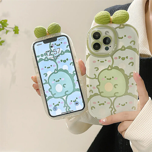 GUPBOO Étui pour iPhone11ProMax Plein écran vert dinosaure mignon téléphone mobile étui transparent silicone femelle