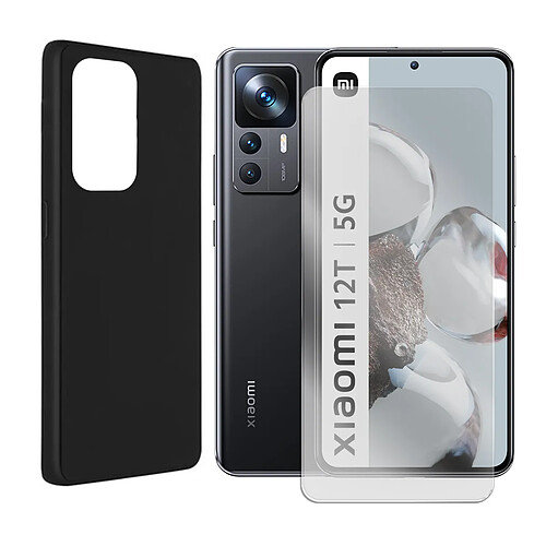 Visiodirect Coque de protection souple silicone Noir + verre trempé pour Xiaomi 12T 5G 6.67" 22071212AG