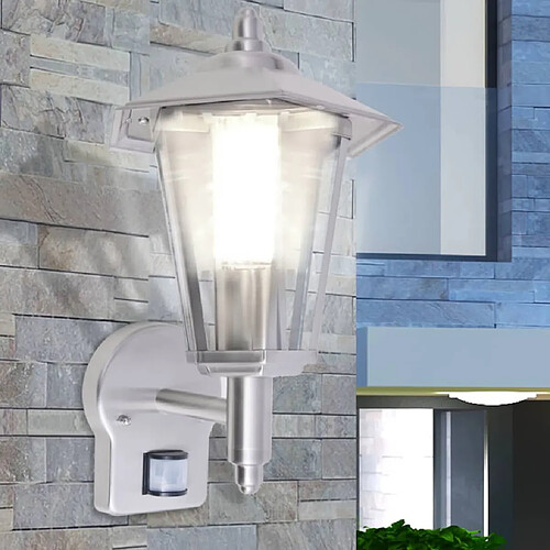 vidaXL Lampe murale extérieure avec capteur Acier inoxydable