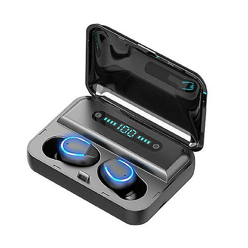 Chrono Bluetooth Earbuds Écouteurs sans fil Casque de jeu F9-5 HIFI Affichage de bruit LED (noir)