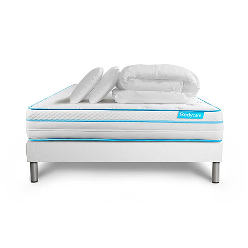 Bodycare Pack 140x190 matelas BodyMax + sommier kit blanc + Couette 240x220cm + 2 oreillers 60x40cm