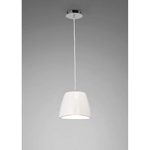 Luminaire Center Suspension Triangle Small 1 Ampoule E27, blanc brillant/chrome poli