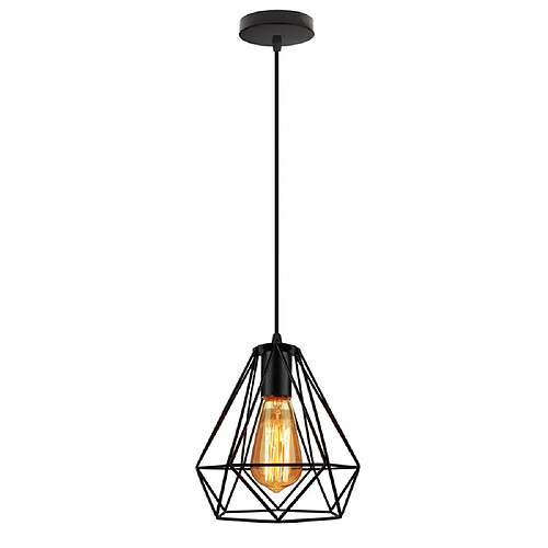 Stoex Métal Diamant 20CM Lustre Industriel Vintage Lampes Suspendues Rustique Plafonnier Moderne Pour Loft Café Salle À Manger Décoration Intérieure Noir