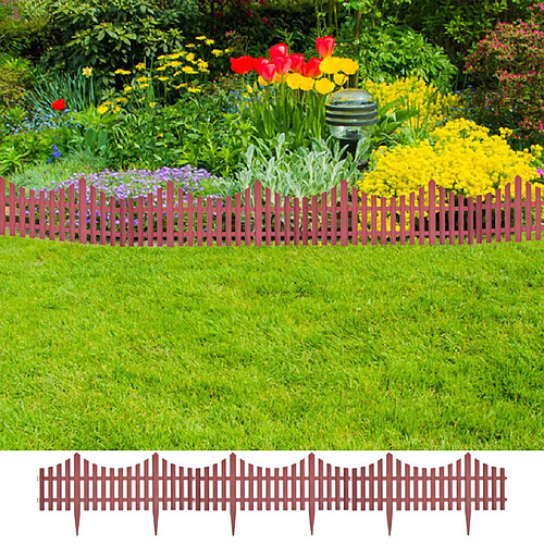 vidaXL Bordures de pelouse 17 pcs 10 m Marron