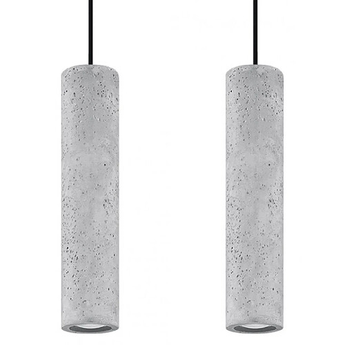 Luminaire Center Suspension Luvo Béton Gris 2 ampoules 90cm