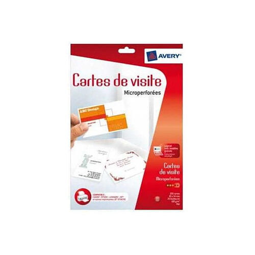 Papier créatif AVERY 250 Cartes de visite 85x54mm 185g/m²