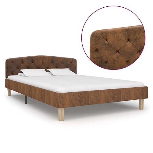 Maison Chic Lit adulte - Lit simple Cadre de lit,Structure du lit Contemporain Marron Similicuir daim 120 x 200 cm -MN28648