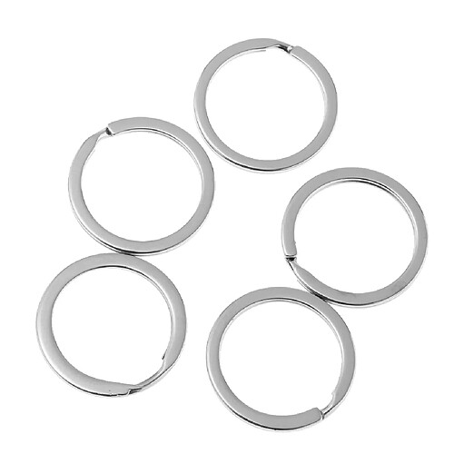 100pcs 28mm Vintage Flat Split Porte-clés Keychain pour accessoires de bricolage argent