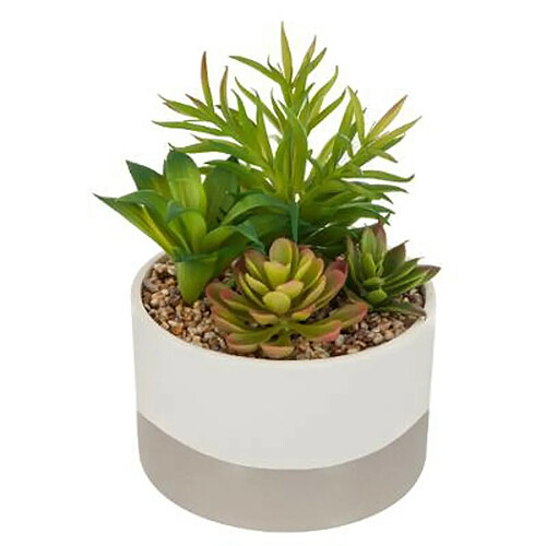 Plante Artificielle en Pot Céramique 21cm Vert