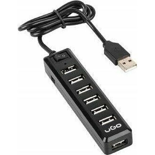 HUB USB UGO UHU-1009 - 7 PUERTOS USB 2.0 - INTERRUPTOR - NEGRO