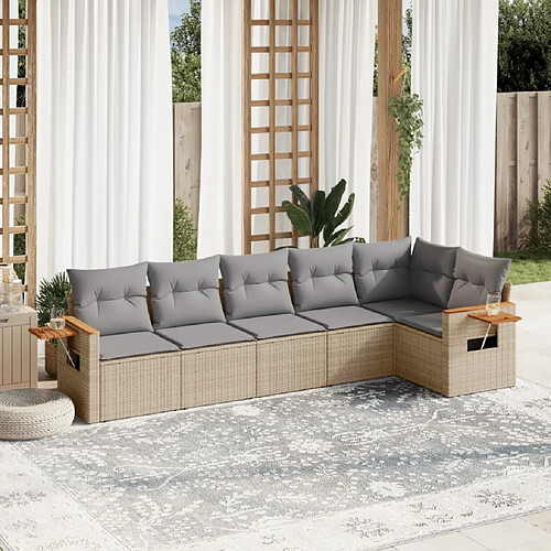 vidaXL Salon de jardin avec coussins 6 pcs beige résine tressée