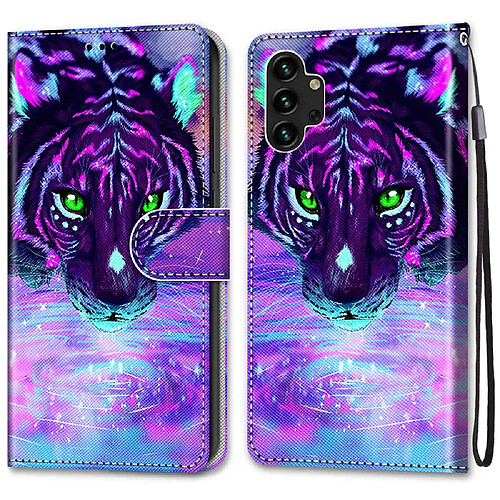 Etui en PU texture croisée, antichoc avec support A35 tigre eau potable pour votre Samsung Galaxy A13 4G