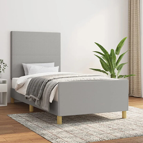 Maison Chic Lit adulte - Cadre Structure de lit avec tête de lit Contemporain Gris clair 80x200 cm Tissu -MN29271