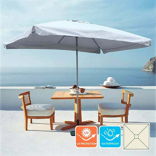 Elios Parasols Parasol de jardin 3x2 aluminium rectangulaire mât centrale bar hôtel Eden, Styles: avec volant