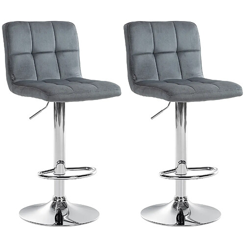 Non Lot de 2 tabourets de bar Peru velours chrome