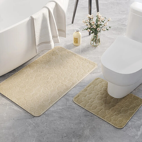 LUUCOZK Tapis de bain antidérapants, absorbants, à séchage rapide, décoration de salle de bain, beige-Forme en U 40X50