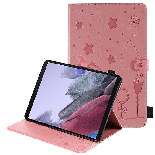 Etui en PU motif chat et abeille avec support rose pour votre Samsung Galaxy Tab A7 Lite 8.7 pouces/T225/T220