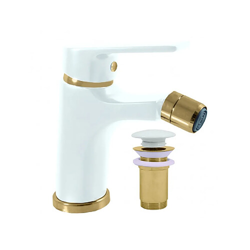 Rav Mitigeur bidet COLORADO en laiton doré blanc avec siphon