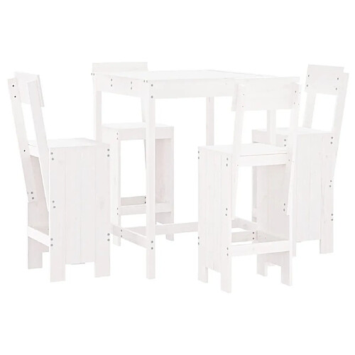 Maison Chic Table de bar et chaises d'extérieur 5 pcs,Ensemble de bar de jardin pour relax blanc bois massif de pin -GKD475539