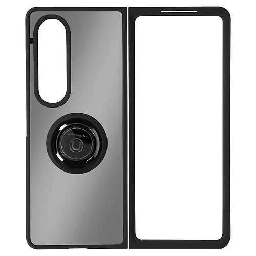 Avizar Coque pour Galaxy Z Fold 4 Bi-matière Bague Métallique Support Vidéo Noir