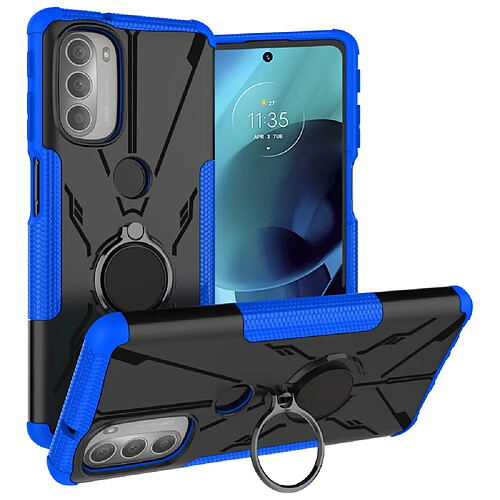 Coque en TPU anti-chute avec béquille pour votre Motorola Moto G51 5G - bleu