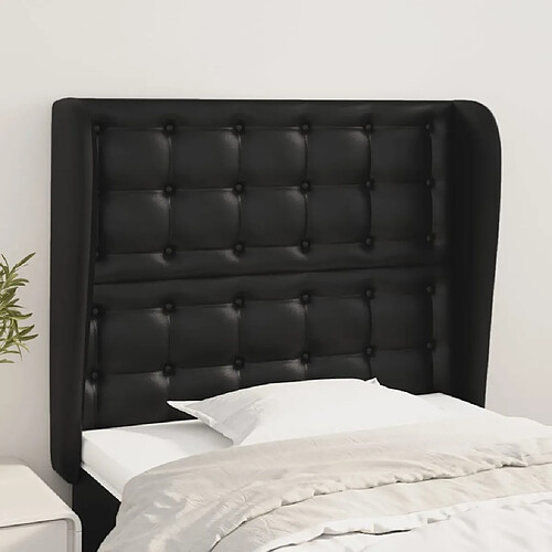 vidaXL Tête de lit avec oreilles Noir 83x23x118/128 cm Similicuir