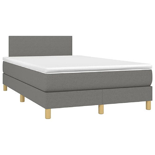 Maison Chic Lit adulte- Lit + matelas,Sommier à lattes de lit avec matelas gris foncé 120x190cm tissu -GKD26776