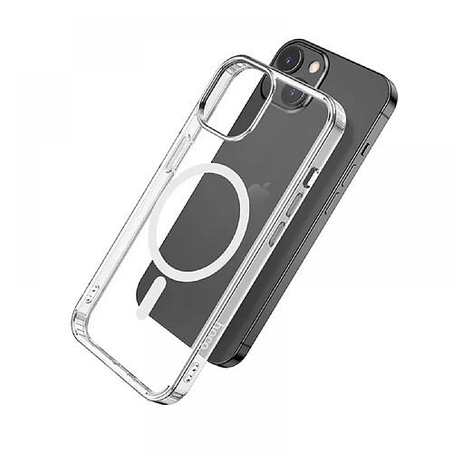 General Compatible avec la coque magnétique pour iPhone 14 Pro Max, protection complète de l'objectif de l'appareil photo, coque de protection transparente antichoc en silicone galvanisé (transparent)